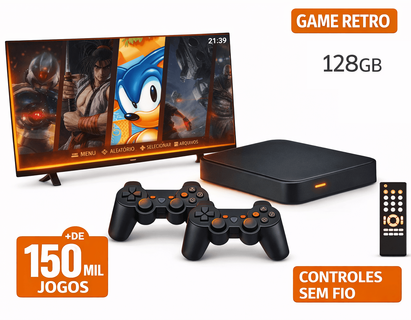 GAME 2 RETRO — 128GB · 2 controles SEM fio