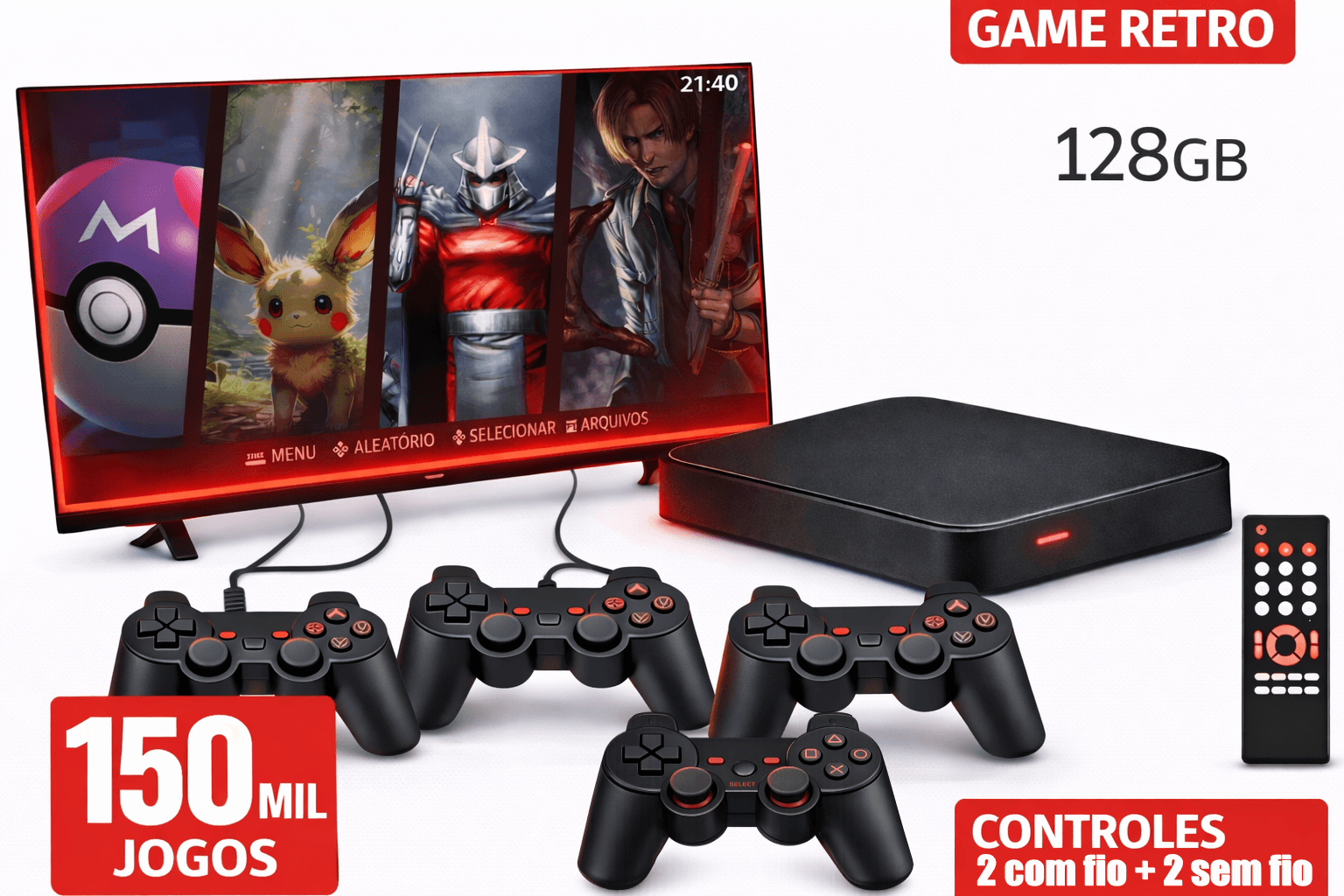 GAME 4 RETRO — 128GB · 2+2 controles
