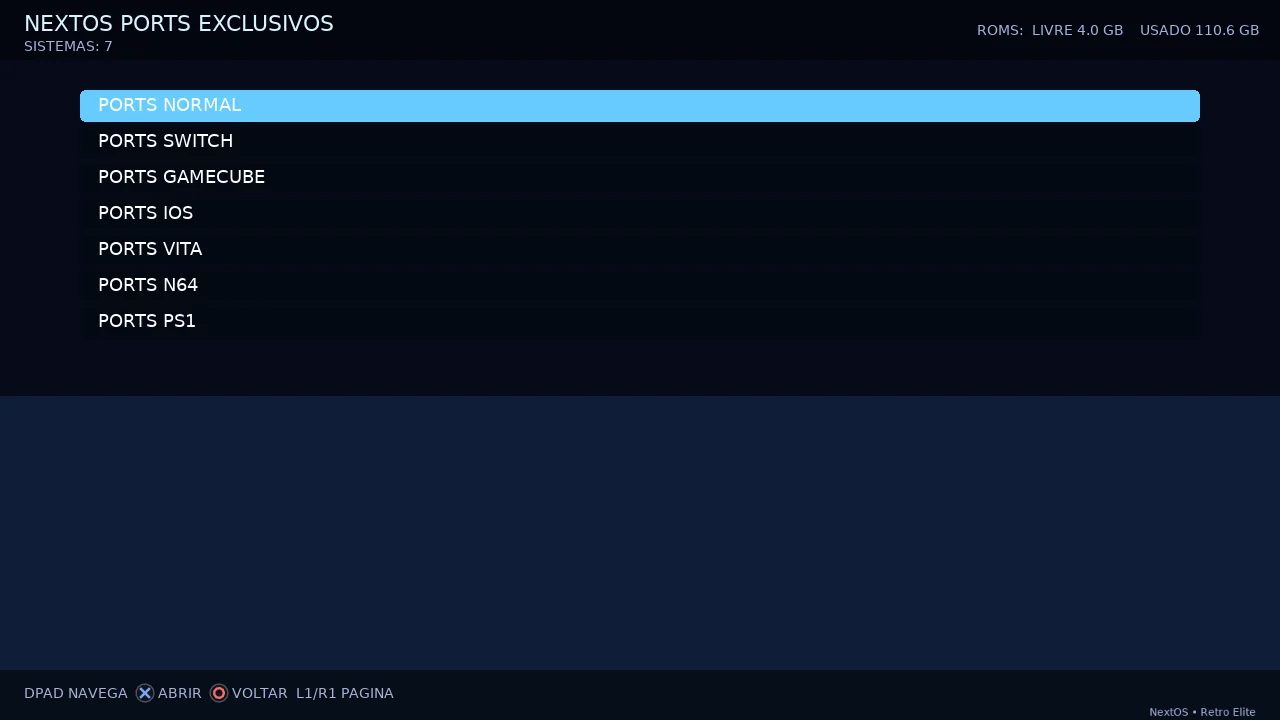 Categorias para explorar no Retro Elite 5.0